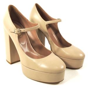 TWINSET 🇮🇹 WOMEN'S BEIGE SOFT LEATHER COMFORT PLATFORM PUMPS